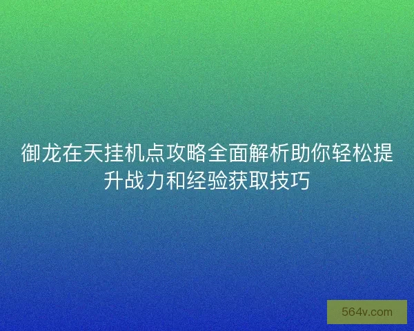 御龙在天挂机点攻略全面解析助你轻松提升战力和经验获取技巧
