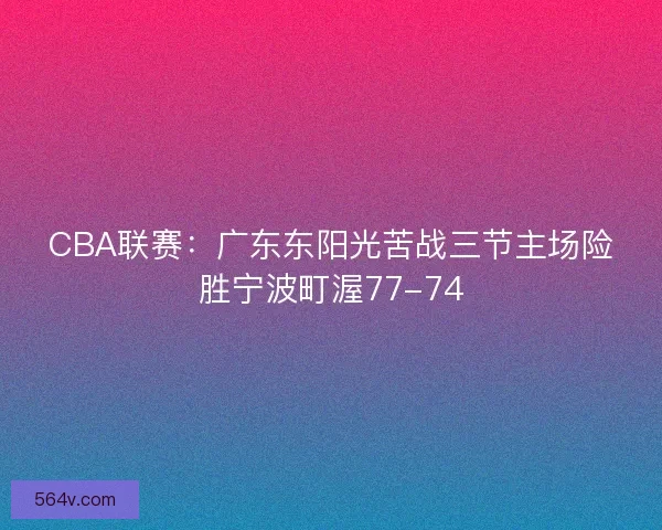 CBA联赛：广东东阳光苦战三节主场险胜宁波町渥77-74