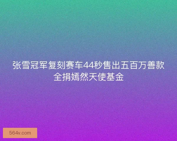 张雪冠军复刻赛车44秒售出五百万善款全捐嫣然天使基金